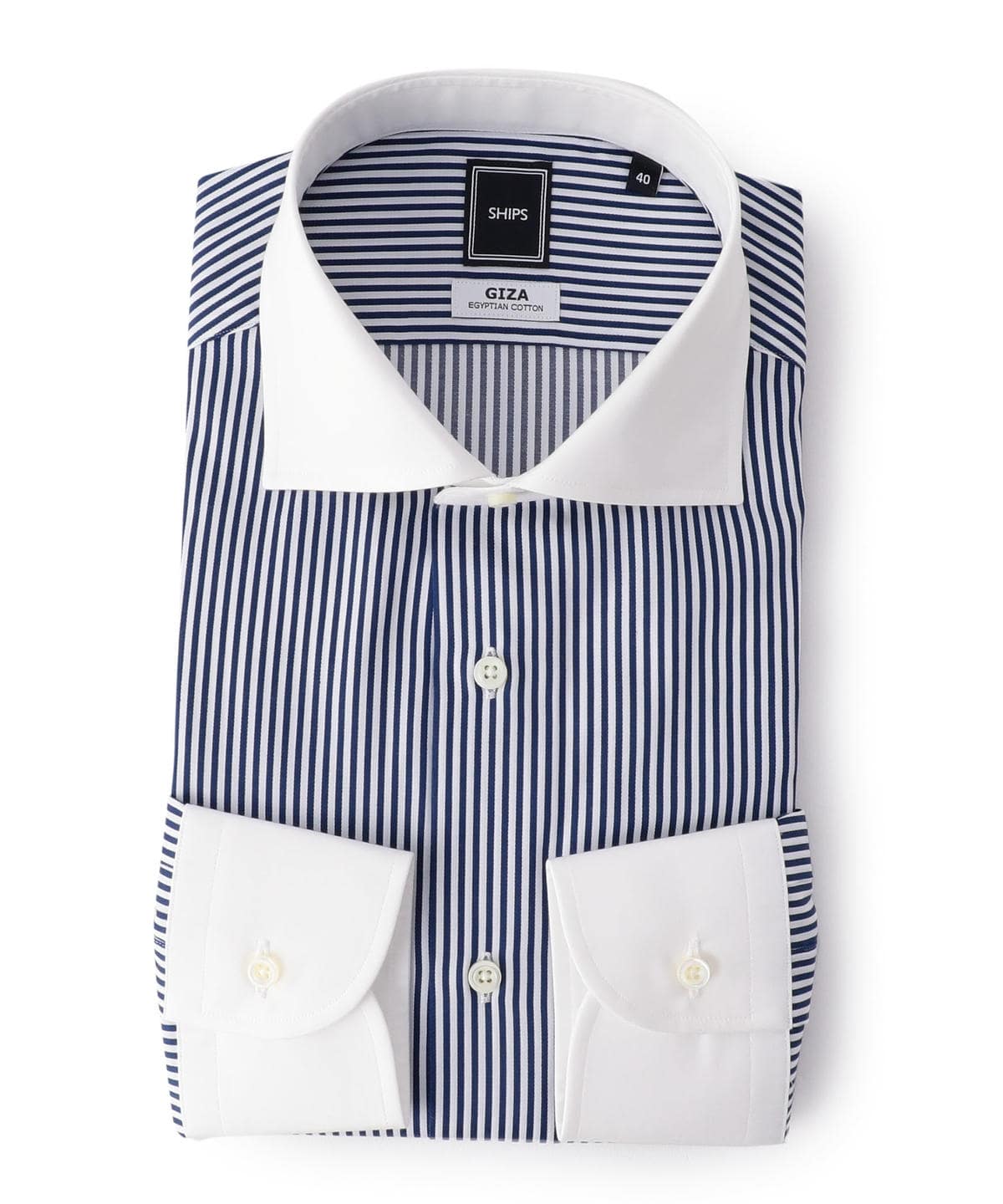 SD: ロンスト クレリック ホリゾンタルカラー シャツ(ネイビー)