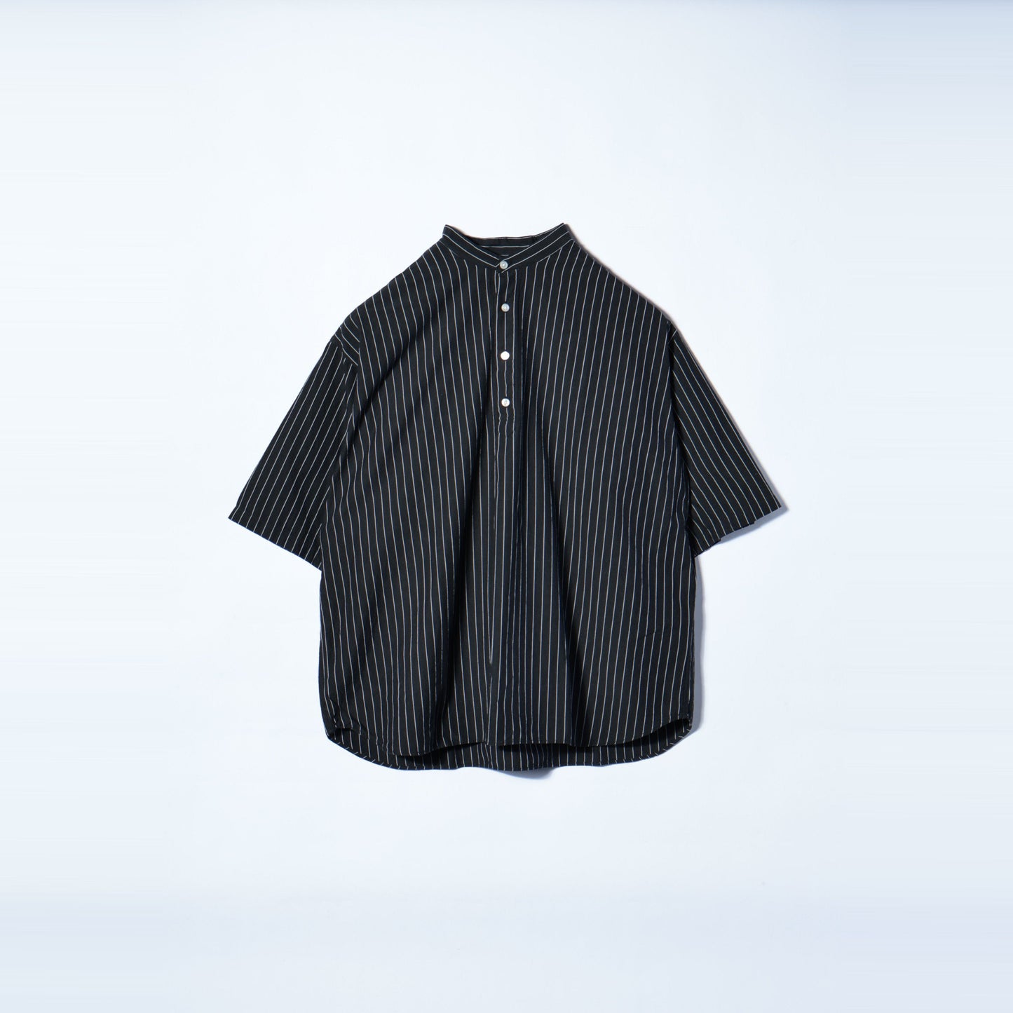 SHIPS any: 〈洗濯機可能〉コットン/リネン ストライプ バンド スキッパー ハーフスリーブ シャツ
