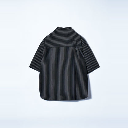 SHIPS any: 〈洗濯機可能〉コットン/リネン ストライプ バンド スキッパー ハーフスリーブ シャツ