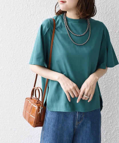 オーガニックコットン スリット スリーブ フレア TEE