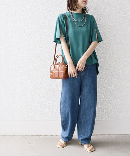 オーガニックコットン スリット スリーブ フレア TEE