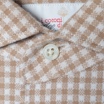 SHIPS:ALBINI ジャージー ギンガムチェック イタリアン ワイドカラー シャツ