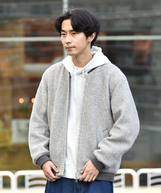 SHIPS: ウール ボア パイル リブ ブルゾン