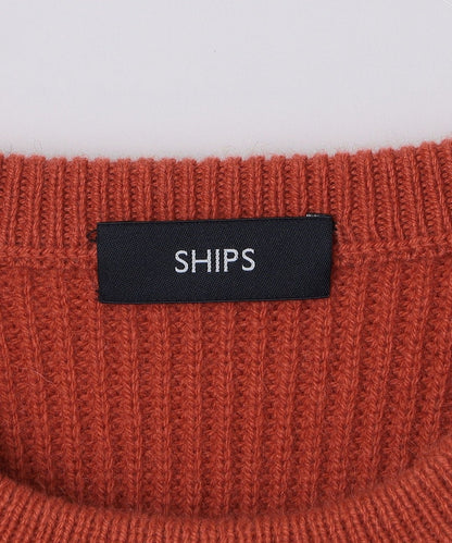 SHIPS: ウール リサイクルカシミヤ 畦編み クルーネック ニット