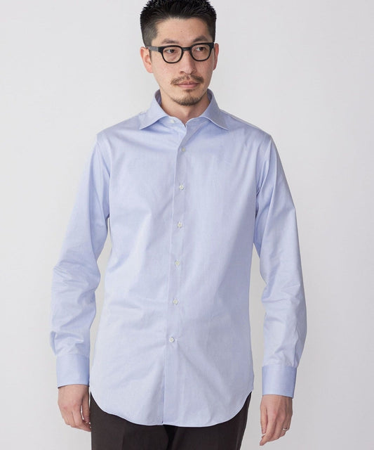 SHIPS:イージーアイロン ツイル 無地 ワイドカラー シャツ