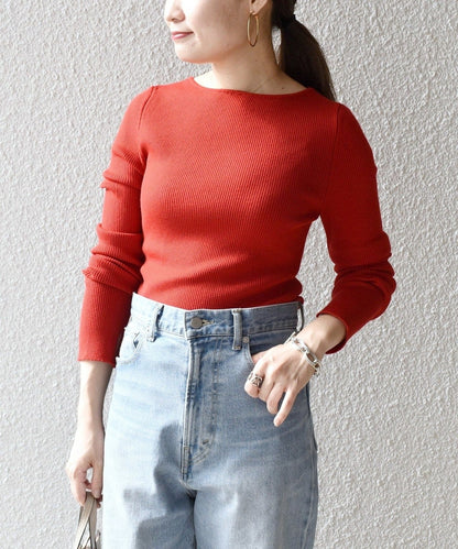 〈手洗い可能〉ウールリブロングスリーブプルオーバー