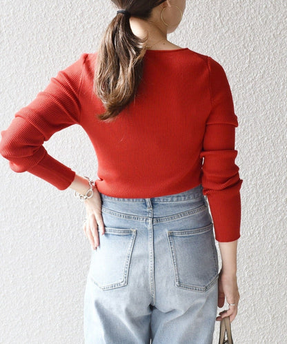 〈手洗い可能〉ウールリブロングスリーブプルオーバー