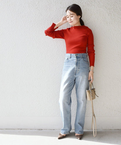 〈手洗い可能〉ウールリブロングスリーブプルオーバー