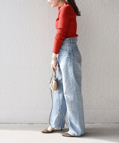 〈手洗い可能〉ウールリブロングスリーブプルオーバー