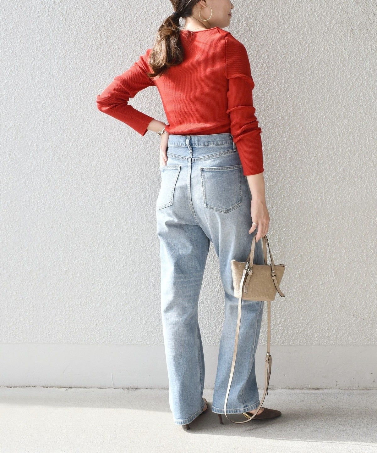 〈手洗い可能〉ウールリブロングスリーブプルオーバー