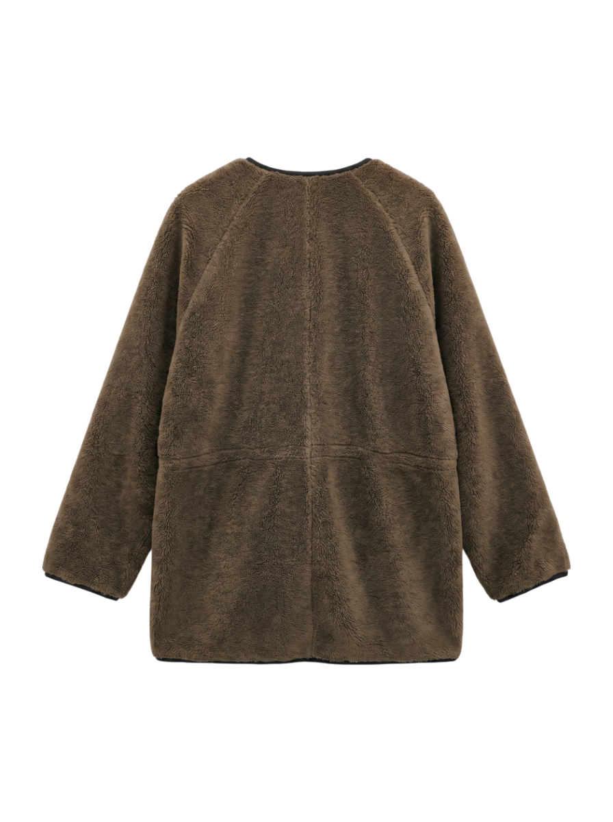 Khaju:リバーシブルノーカラードロストボアコート