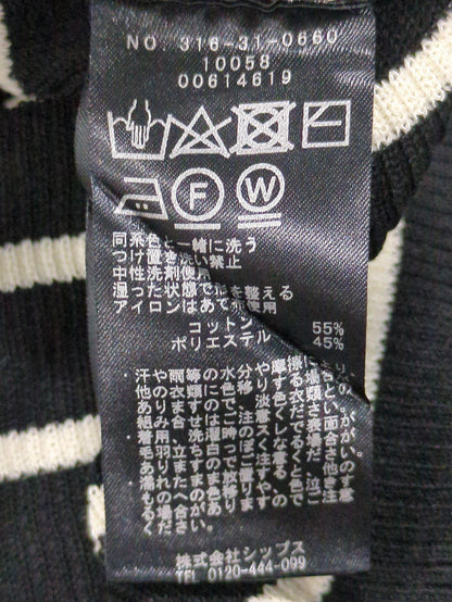 〈手洗い可能/UVカット〉襟付き5分袖リブニット ソリッド/ボーダー