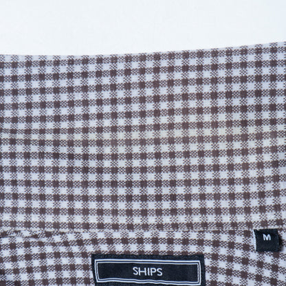 SHIPS:ALBINI ジャージー ギンガムチェック イタリアン ワイドカラー シャツ