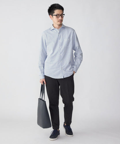 SHIPS: ネル ストライプ セミワイドカラーシャツ