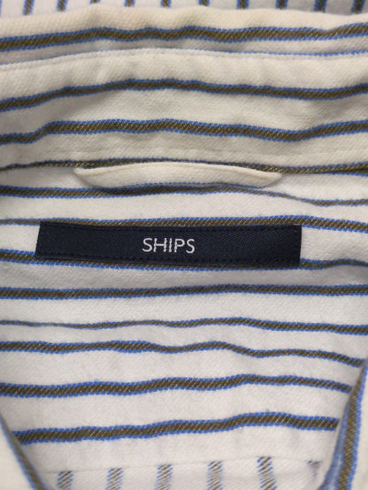 SHIPS: ネル ストライプ セミワイドカラーシャツ