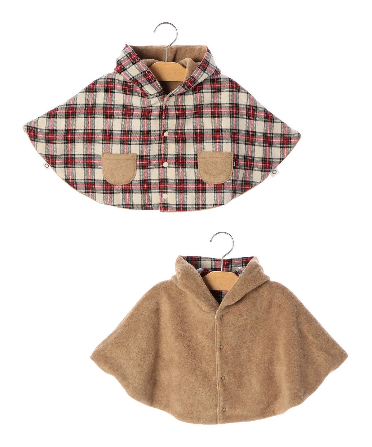 SHIPS KIDS:チェック×フリース マント