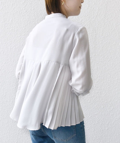 【WEB限定】〈手洗い可能〉ストレッチ ジョーゼット プリーツ ブラウス