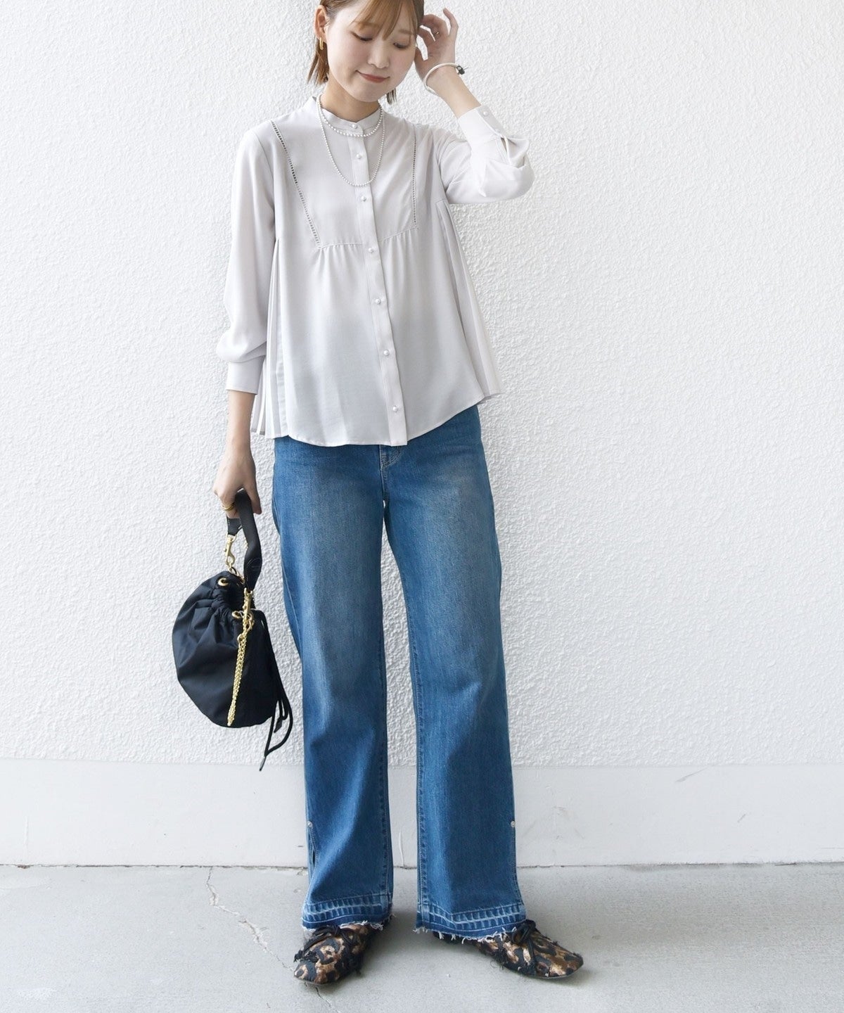 【WEB限定】〈手洗い可能〉ストレッチ ジョーゼット プリーツ ブラウス