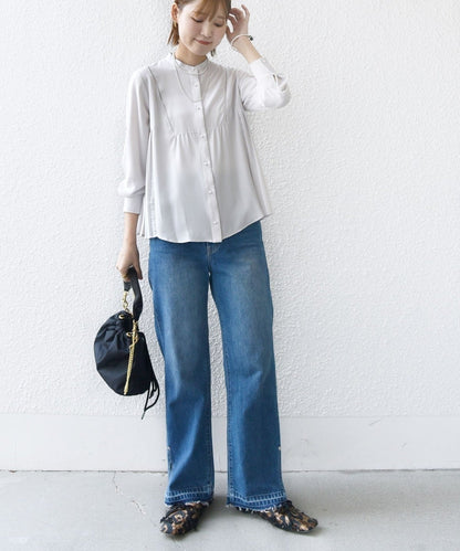 【WEB限定】〈手洗い可能〉ストレッチ ジョーゼット プリーツ ブラウス