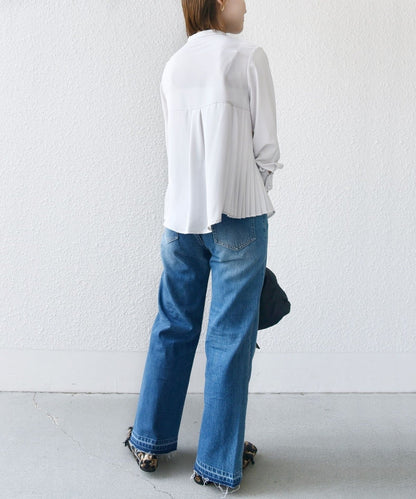 【WEB限定】〈手洗い可能〉ストレッチ ジョーゼット プリーツ ブラウス