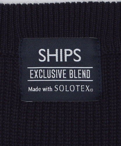 SHIPS:〈洗濯機可能〉SOLOTEX(R) 12ゲージ コットン 畦編み クルーネック ニット