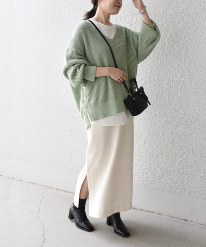 【WEB限定】〈手洗い可能〉スキッパーニット×ロンTセット 21FW