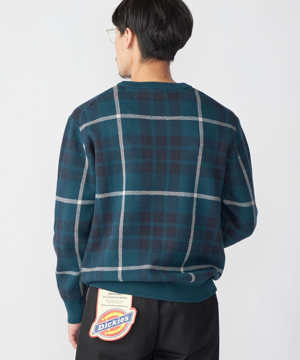 SHIPS:〈手洗い可能〉コットン カシミヤ チェック クルーネックニット