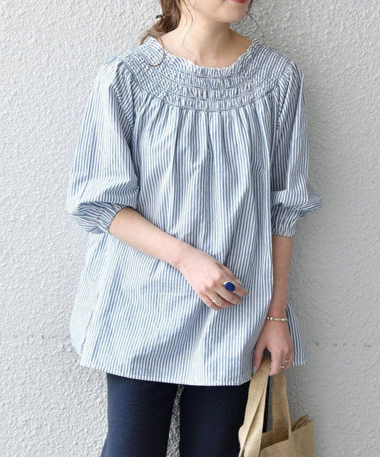 SHIPS any:〈ウォッシャブル〉カラー シャーリング ブラウス