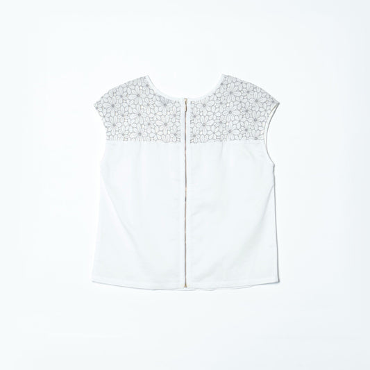 WHT LACE COMBI BACK ZIP BL