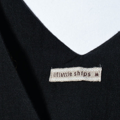 liflattie ships:リネンフロントボタンオールインワン