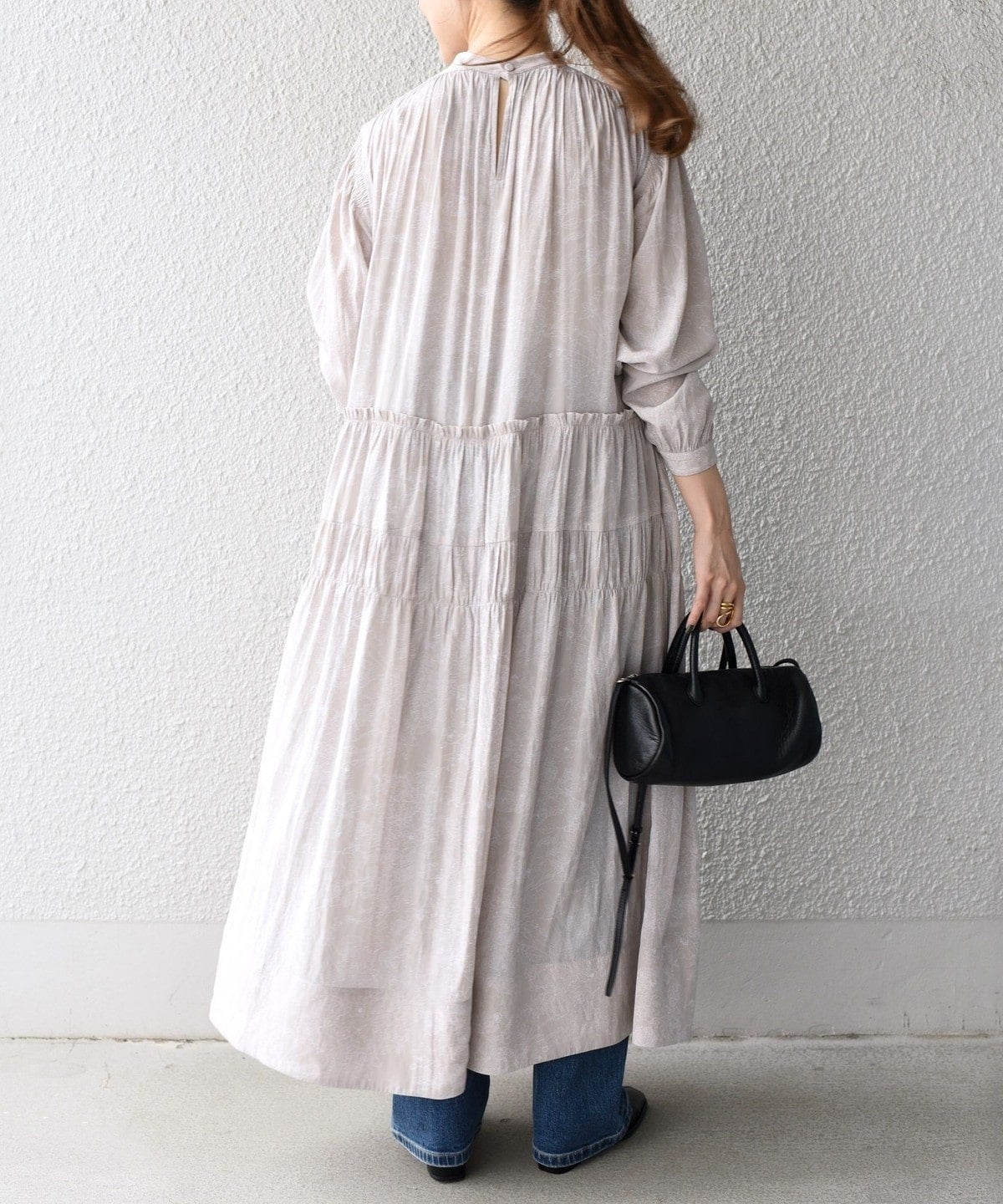 〈手洗い可能〉プリントカッセンギャザーワンピース