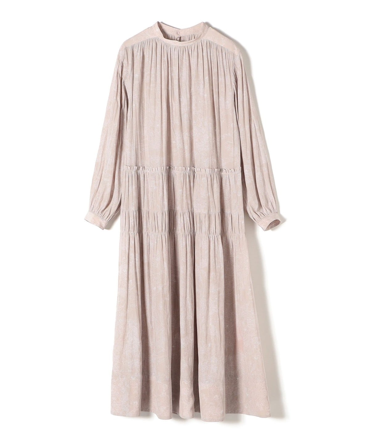 〈手洗い可能〉プリントカッセンギャザーワンピース