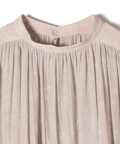 〈手洗い可能〉プリントカッセンギャザーワンピース