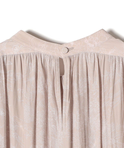 〈手洗い可能〉プリントカッセンギャザーワンピース