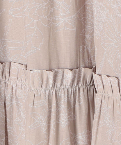 〈手洗い可能〉プリントカッセンギャザーワンピース