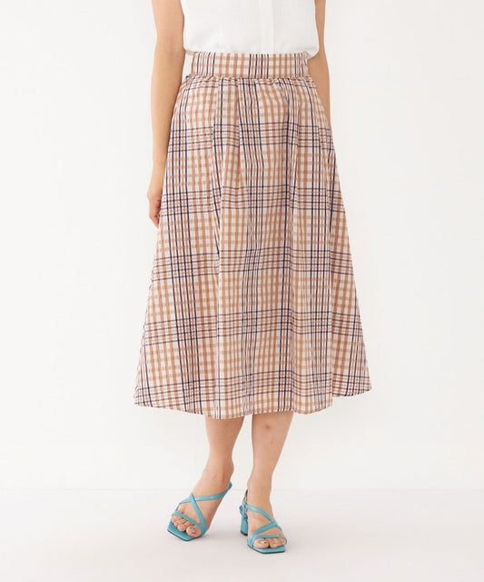 SHIPS Colors:〈洗濯機可能〉シアー チェック タック ギャザー スカート