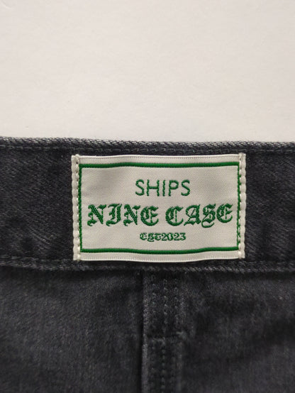 〈手洗い可能〉SHIPS NINE CASE:カットオフ デニム black