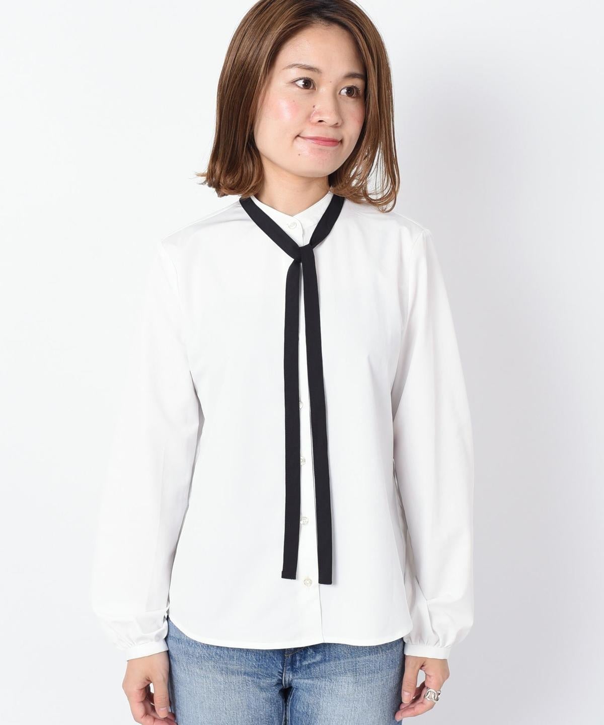 【SHIPS Days WHITE LABEL】リボンタイ ブラウス