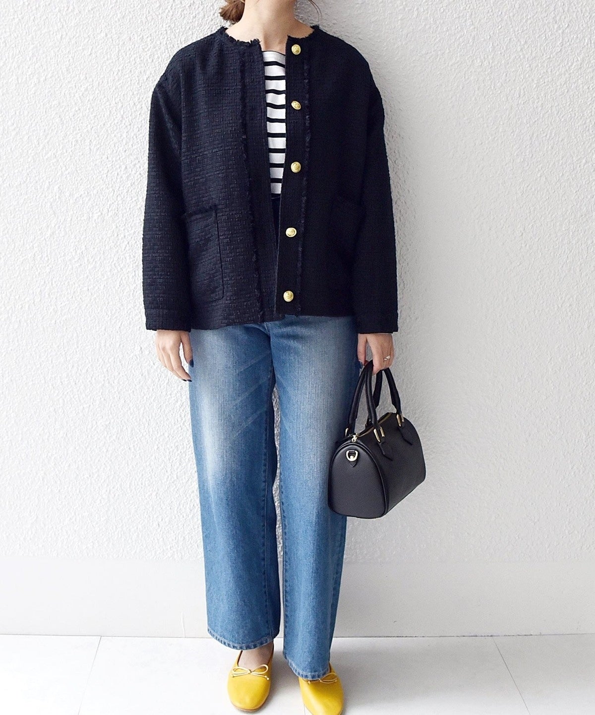 SHIPS any: スラブ ツイード ショート ジャケット［NAVY BLUE］