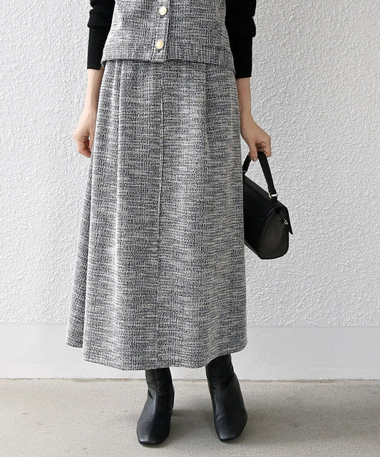 SHIPS any:〈手洗い可能〉シャイン ツイード フレア スカート