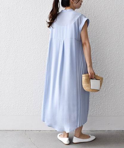 〈手洗い可能〉ストレッチ ジョーゼット プリーツ ワンピース