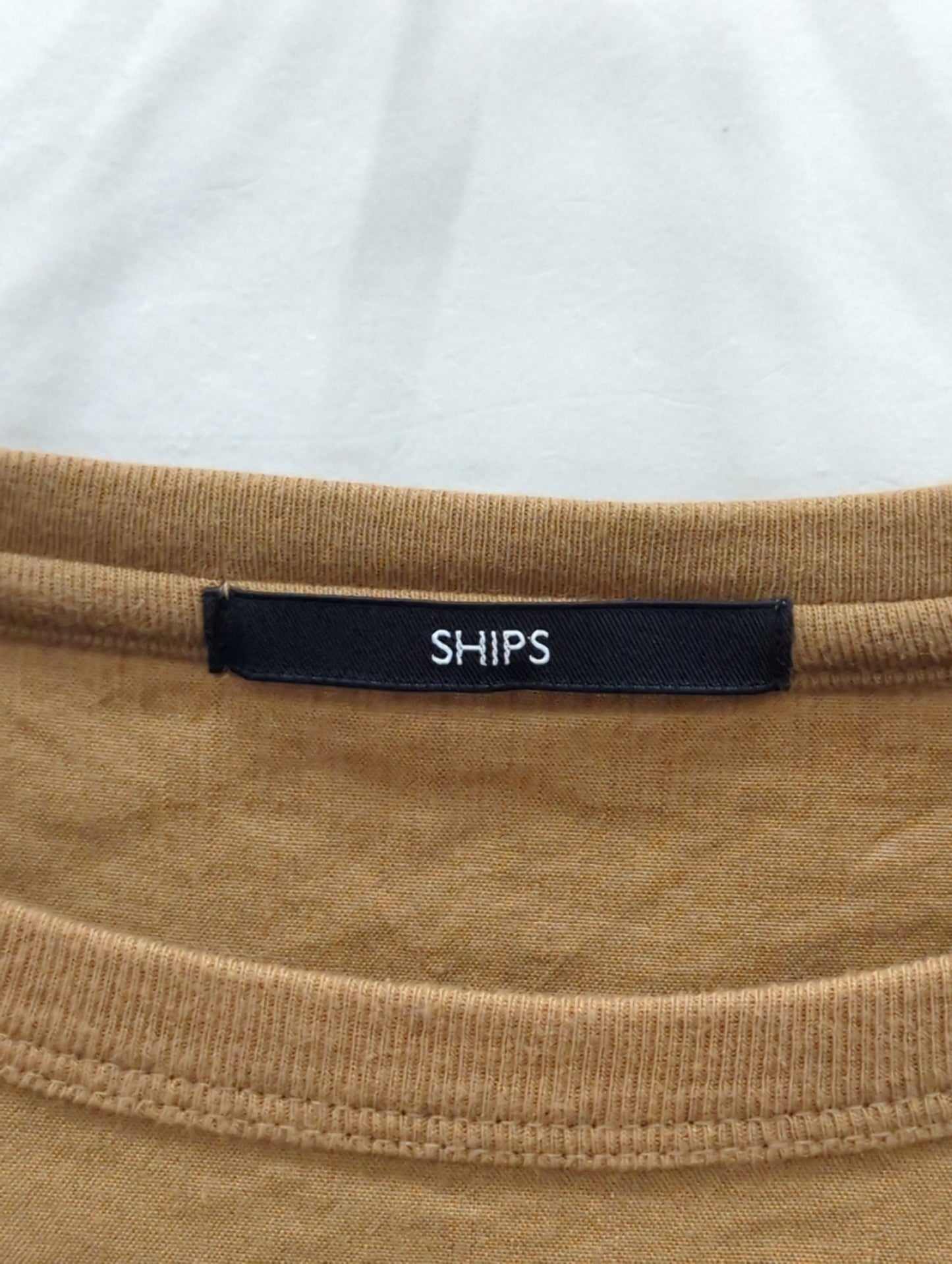 SHIPS: ストレッチ リネン クルーネック Tシャツ 【ソリッド】