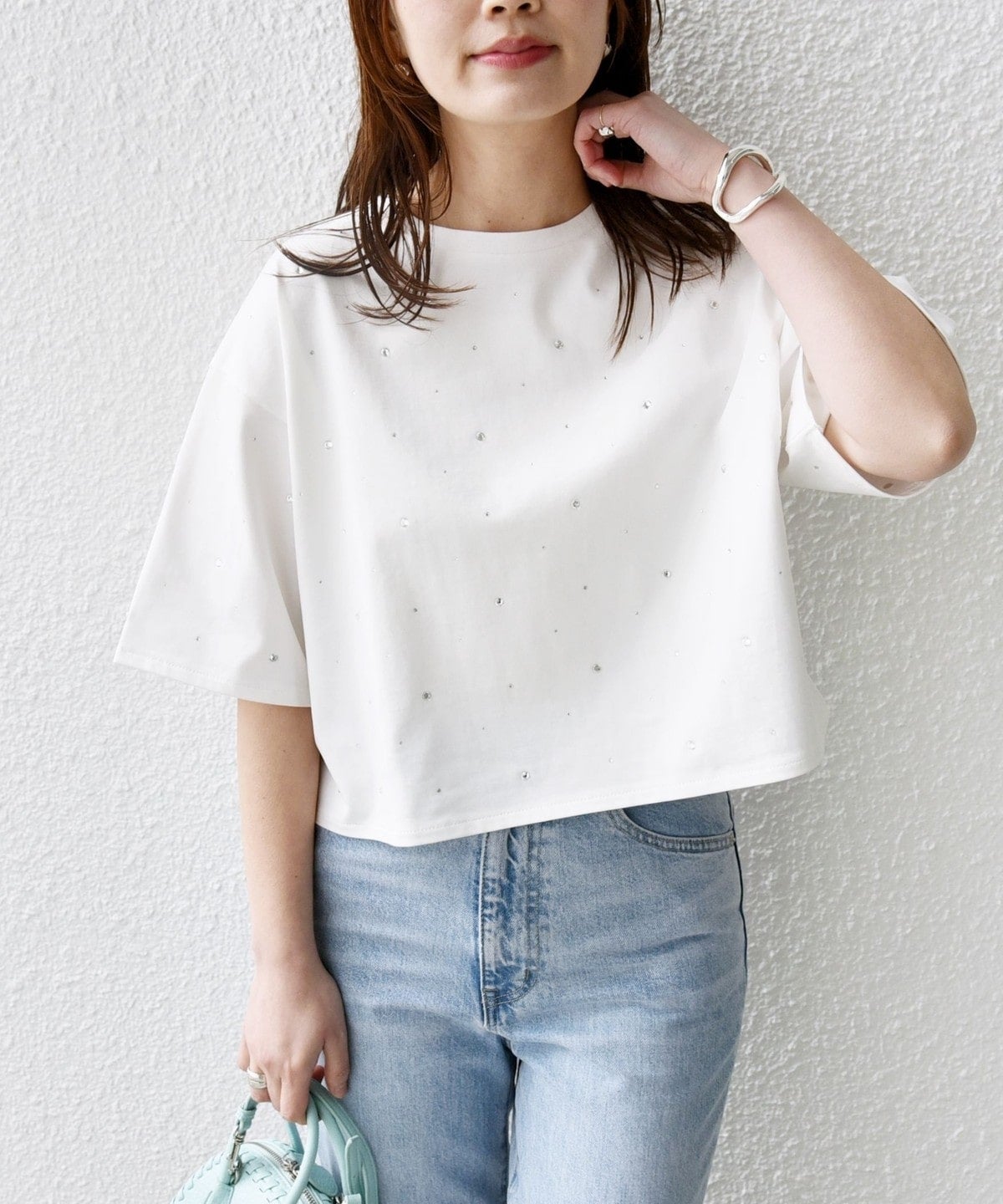 【WEB限定】〈手洗い可能〉ラインストーン ワイド TEE