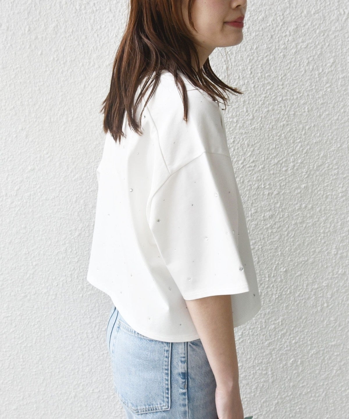 【WEB限定】〈手洗い可能〉ラインストーン ワイド TEE