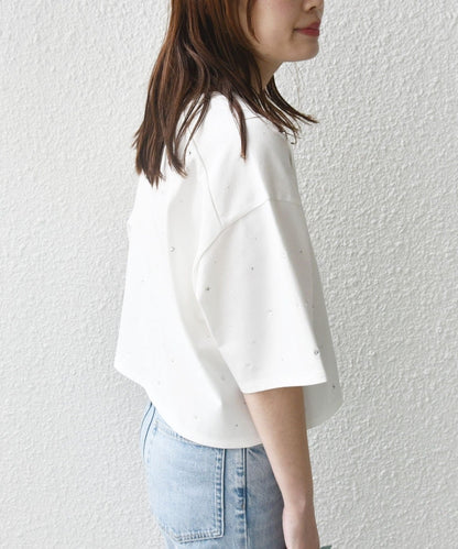 【WEB限定】〈手洗い可能〉ラインストーン ワイド TEE