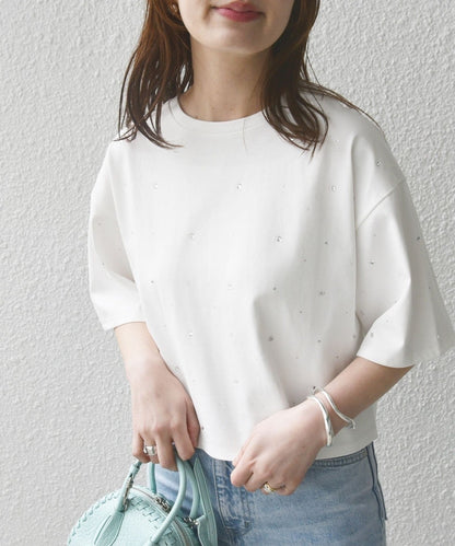 【WEB限定】〈手洗い可能〉ラインストーン ワイド TEE