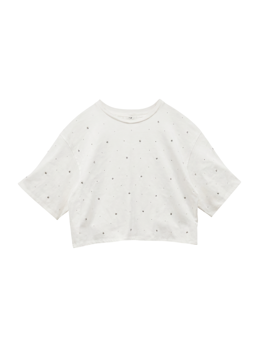【WEB限定】〈手洗い可能〉ラインストーン ワイド TEE