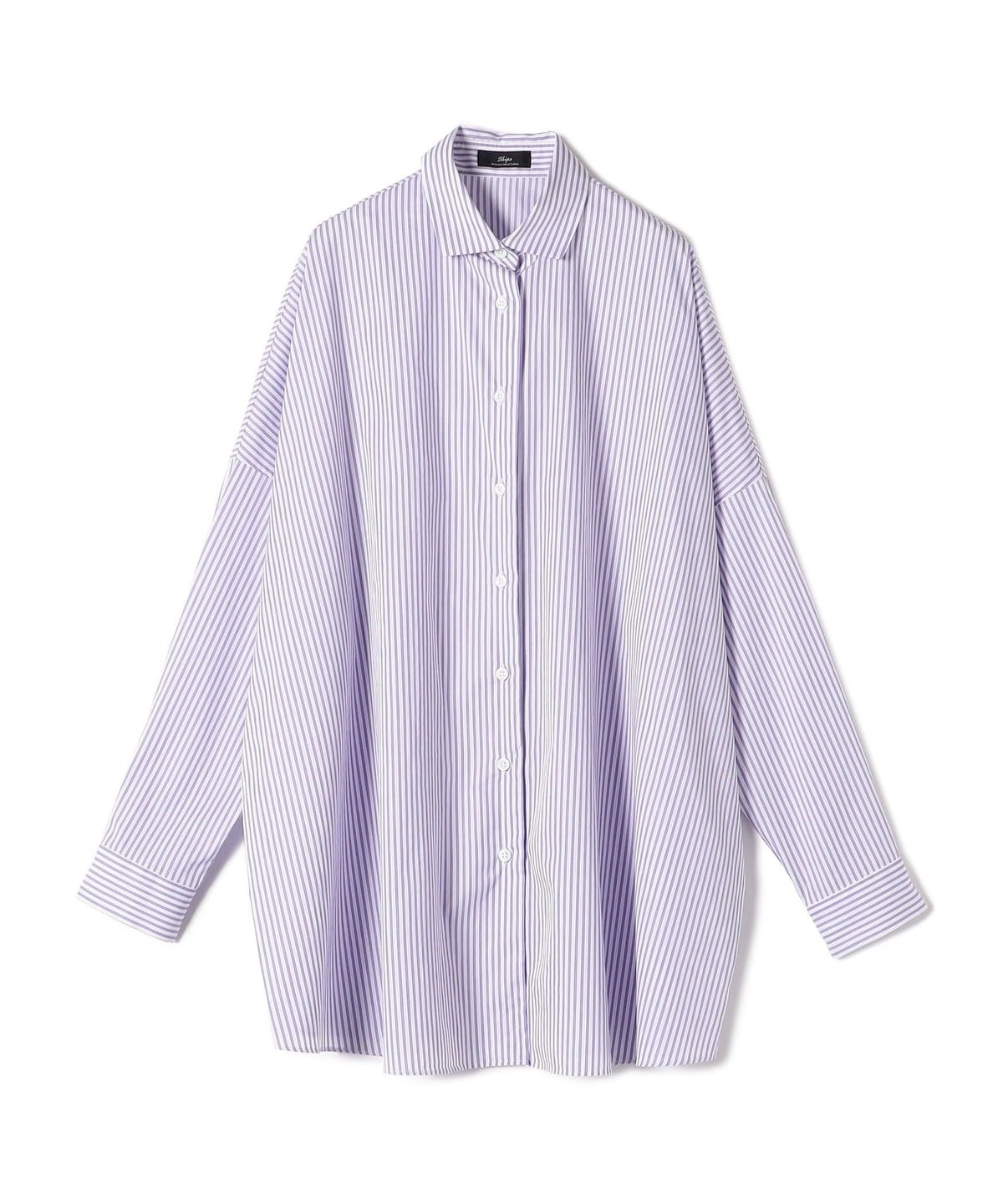 SHIPS Primary Navy Label:〈手洗い可能〉ALBINI パープルストライプ ビッグ シャツ