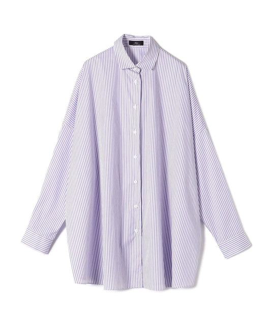 SHIPS Primary Navy Label:〈手洗い可能〉ALBINI パープルストライプ ビッグ シャツ