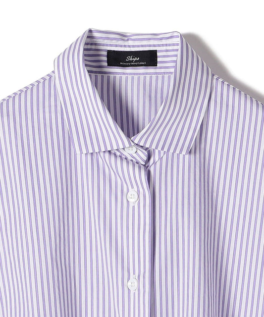 SHIPS Primary Navy Label:〈手洗い可能〉ALBINI パープルストライプ ビッグ シャツ